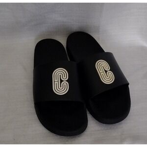 Coach men black slip-on slide sandals featuring the signature "C" design, s-12